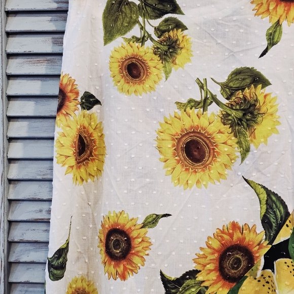 FARM RIO Anthropologie Wrap Skirt Womens Small Sunflower Lemon Ruffle Maxi EUC - Picture 7 of 13